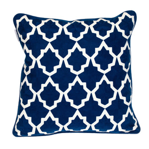 18" X 18" Blue 100% Cotton Geometric Zippered Pillow