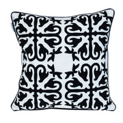 18" X 18" Black 100% Cotton Geometric Zippered Pillow