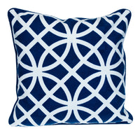 18" X 18" Blue 100% Cotton Geometric Zippered Pillow