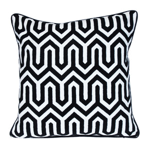 18" X 18" Black 100% Cotton Geometric Zippered Pillow