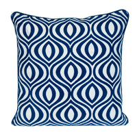 18" X 18" Blue 100% Cotton Geometric Zippered Pillow