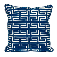 18" X 18" Blue 100% Cotton Geometric Zippered Pillow