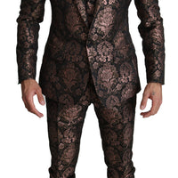 Rose Gold Floral Brocade 3 Piece MARTINI Suit