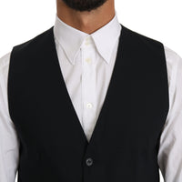 Blue Wool Waistcoat Formal Gilet Vest