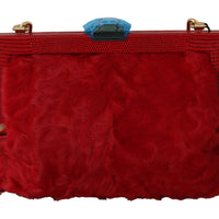 Red Fur Brocade Crystal Shoulder Women VANDA Purse