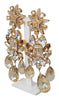 Gold Brass Clear Crystal Strass Star Dangling Clip On Earrings