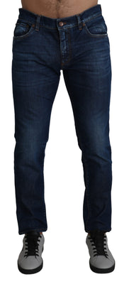 Blue Washed Skinny Denim Cotton Stretch Jeans