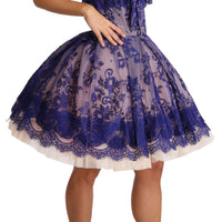 Purple Lace Ballerina Tulle Strapless  Dress