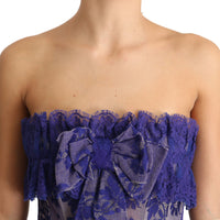 Purple Lace Ballerina Tulle Strapless  Dress