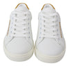 White Yellow Leather Logo Womens Sneakers Shoes