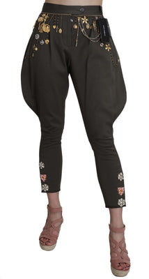 Crystal Parchmeet Embellished Trousers Pants