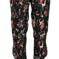 Red Musical Instrument Print Sleepwear Pants