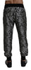 Black Silver Jacquard Sweatpants Mens Pants