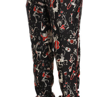 Red Musical Instrument Print Sleepwear Pants