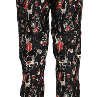 Red Musical Instrument Print Sleepwear Pants