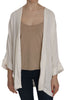 White Folded Long Sleeve Cardigan Deep Neck Blouse