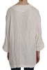 White Folded Long Sleeve Cardigan Deep Neck Blouse