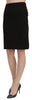 Black High Waist Pencil Cut Knee Length Formal Skirt