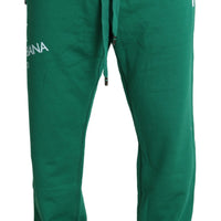 Green DG Crown Print Gym Sweatpants Cotton Pants