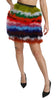 Red Blue High Waist Mini Feather Skirt