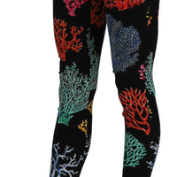 Black Coral Tights Silk Stretch Slim Fit Pants