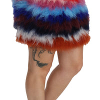 Red Blue High Waist Mini Feather Skirt