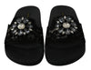 Black Lace Crystal Sandals Slides Beach Shoes