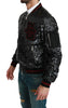 Black Sequined Bomber Coat Jacket