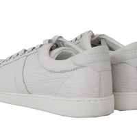 White Caiman Crocodile Sneaker Shoes