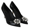 Black Leather Crystals Bellucci Pumps Shoes