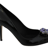 Black Leather Crystals Bellucci Pumps