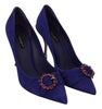 Purple Suede Crystal High Heel Pumps Shoes