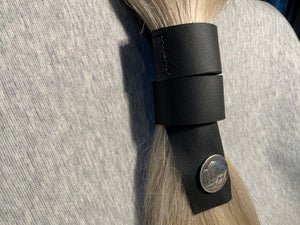 Buffalo Nickel on Black Leather Hair Wrap Tie, by Hair Tie Rebel