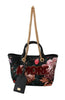 Black Floral Amore Patch Tote Borse CAPRI Leather Bag