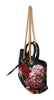 Black Floral Amore Patch Tote Borse CAPRI Leather Bag