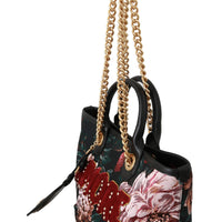 Black Floral Amore Patch Tote Borse CAPRI Leather Bag