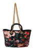 Black Floral Amore Patch Tote Borse CAPRI Leather Bag