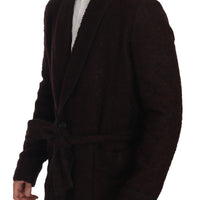 Bordeaux Robe Coat Mens Wrap  Jacket