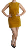 Mustard Velvet Stretch Shift Mini Dress