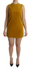 Mustard Velvet Stretch Shift Mini Dress