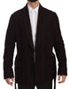 Bordeaux Robe Coat Mens Wrap  Jacket