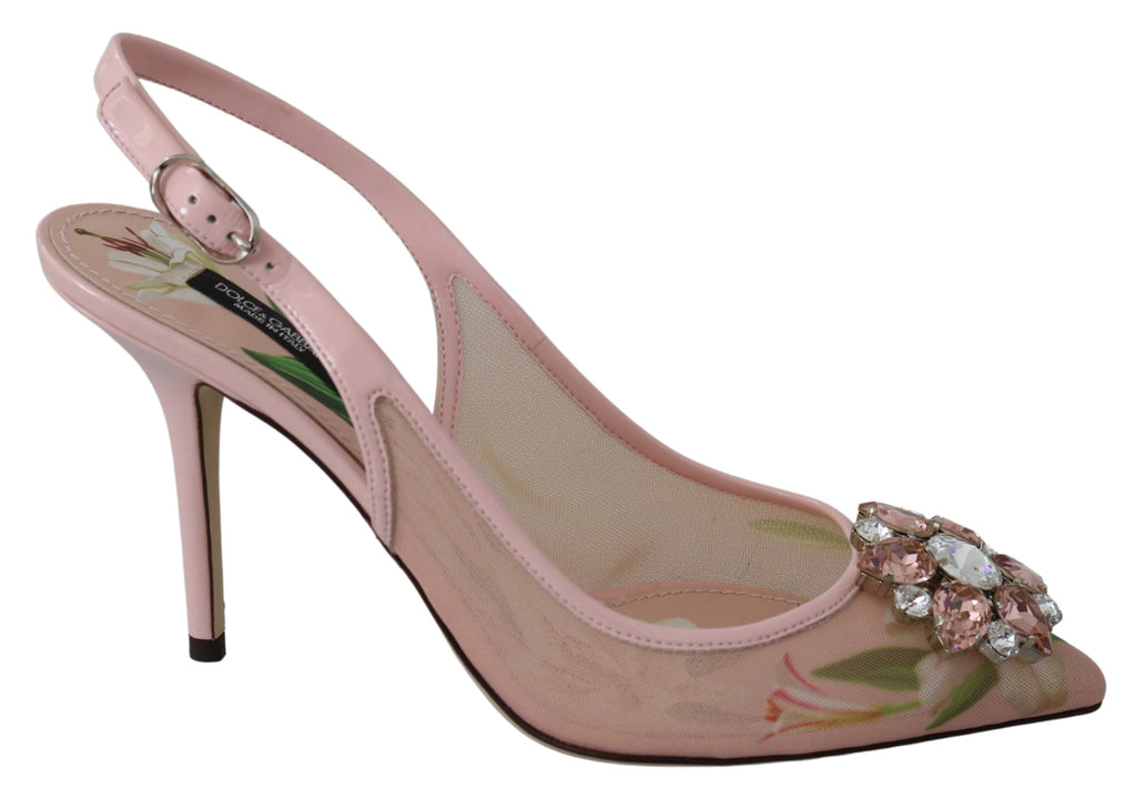 Pink Bellucci Crystals Slingback Pumps Shoes