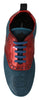 Blue Red Shiny Leather Crown Sneakers Shoes