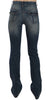 Blue  Denim Regular Stretch Bootcut Flared Pants