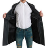 Gray Formal Long Trenchcoat Leather Jacket