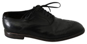 Black Leather Derby Formal Brogue Shoes