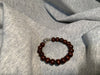 Wood Beads 10mm with Silver Skull  Men's Bracelet