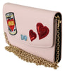 Pink Amore Patch Shoulder Wallet Borse Leather Bag