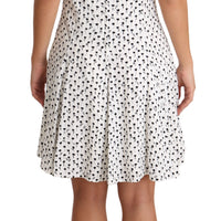 White Black Rose Print Rayon Mini Dress