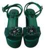 Green Taormina Lace Crystals Sandals Shoes